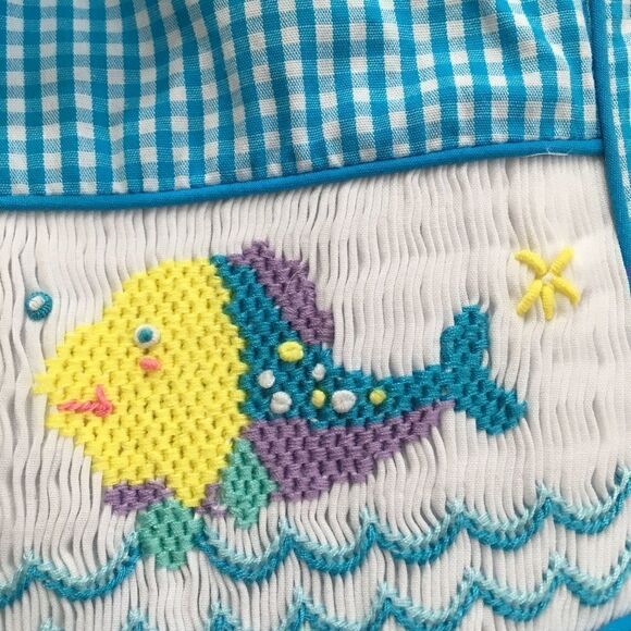 MARMELLATA SMOCKED GINGHAM DRESS WITH EMBROIDERED FISH‎ - Picture 6 of 10